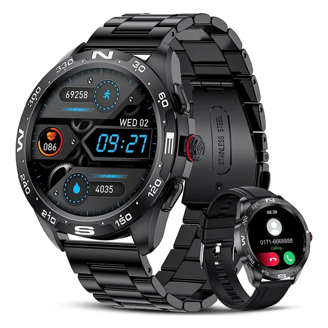Montre connectée homme Lige avec appel Bluetooth et 20 modes sportifs - IP67 étanche pour Android et iOS - 2 bracelets inclus