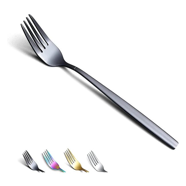 Ensemble de 6 fourchettes de table noires en acier inoxydable Berglander - résistantes à la rouille et au design élégant