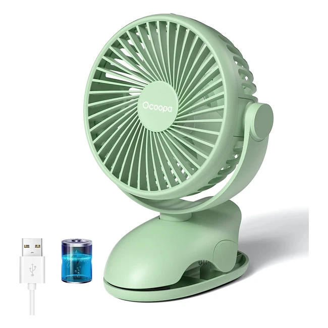 Ocoopa Desk Fan - Rechargeable Clip On Fan for Stroller and Table, 360 Rotation, 4-Stage Adjustable Wind Speed