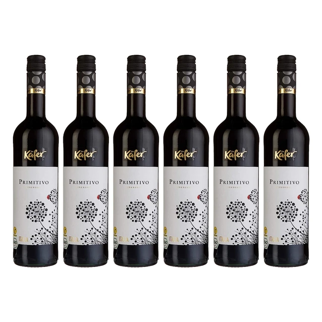 Feinkost Käfer Primitivo Trocken 6 x 0,75 l - Intensiver Geschmack von Kirsche, Pfeffer und Heidelbeere