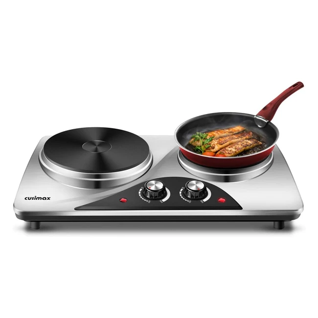Cusimax Double Hot Plate - Portable Electric Hob Cooktop with 2 Cast Iron Rings 