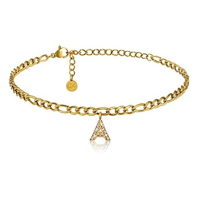 Goldenes Fukettchen mit Buchstabenanhnger - Wasserfest - 18k vergoldet - Ver