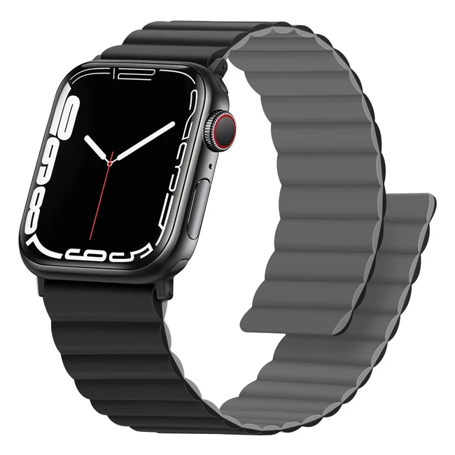 Anlinser Magnetic Straps for Apple Watch 45mm 44mm 42mm 41mm 40mm 38mm - Reversible Double-Sided Replacement Band for iWatch Series 8/7/6/5/4/3/2/1 SE - Black/Gray
