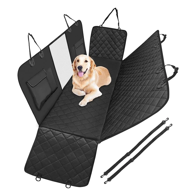Housse de siège pour chien Anykuu antidérapante et imperméable avec fenêtre en maille et ceintures de sécurité - Protection voiture chien 137cm x 147cm