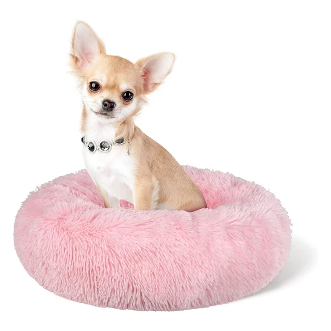Plush Donut Pet Bed - Calming & Washable - Pink - 15.7in - Machine Washable