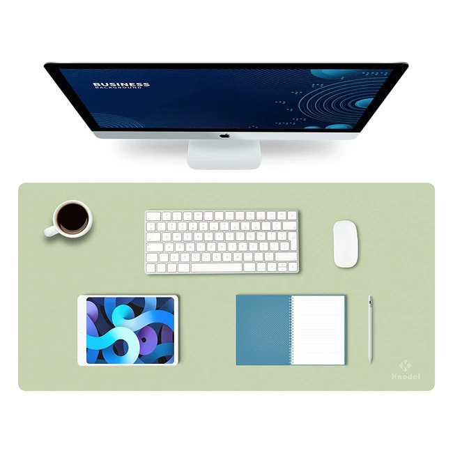 Knodel Desk Pad 80x40cm PU Leder Laptop Schreibtischunterlage Wasserdicht für Büro oder Zuhause, beidseitig Hellgrün 40x80cm