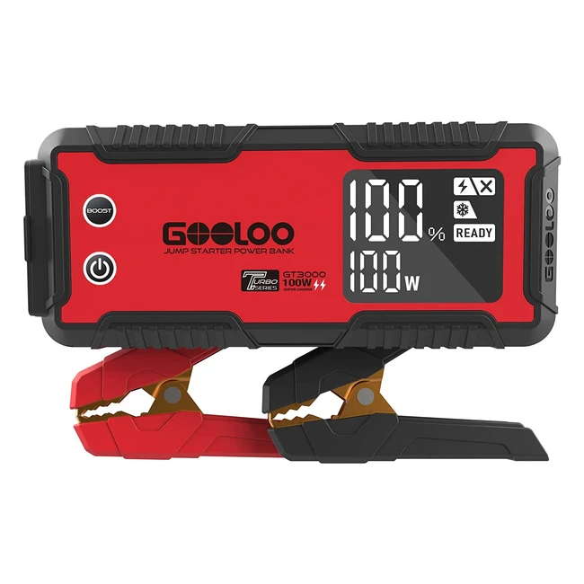 Booster Batterie Voiture Gooloo GT3000 - Démarrage Rapide jusqu'à 10L Essence et 8L Diesel