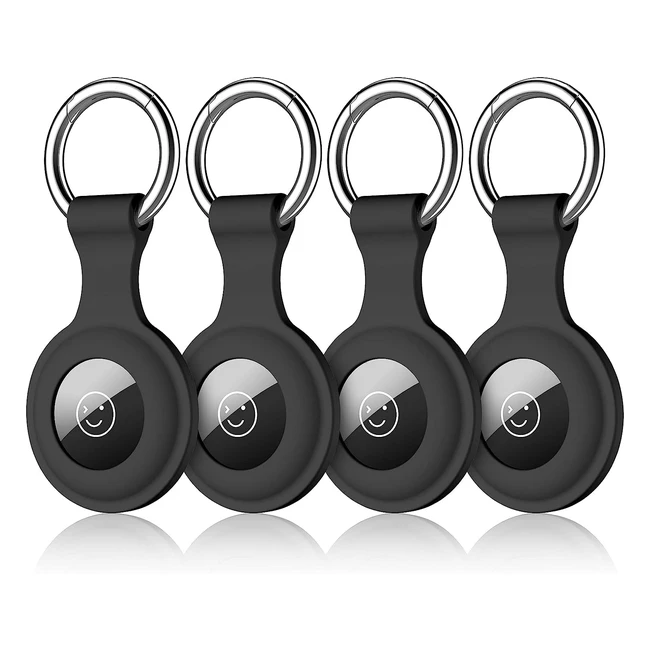 Dirrelo Airtag Keyring Case - 4 Pack Silicone Tracker Holder Keychain for Apple Airtag - Easy to Carry & Anti-Lost Protector