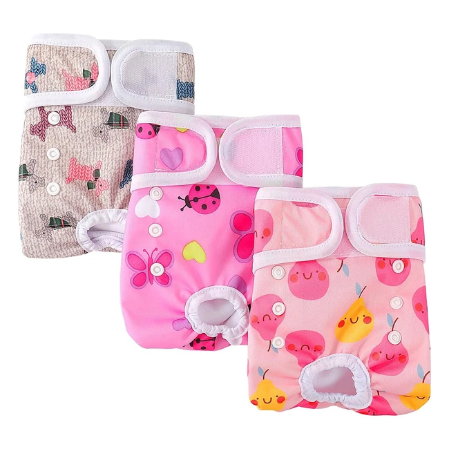 Comsle Dog Nappies - Super Absorbent, Adjustable, Reusable - Large 3 Pack