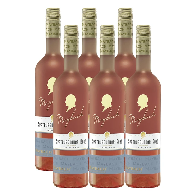 Maybach Sptburgunder Rosé NV Trocken 6x0,75l - Alkoholfreier Wein mit zarten Noten nach reifen Waldfrüchten und Wildbeeren