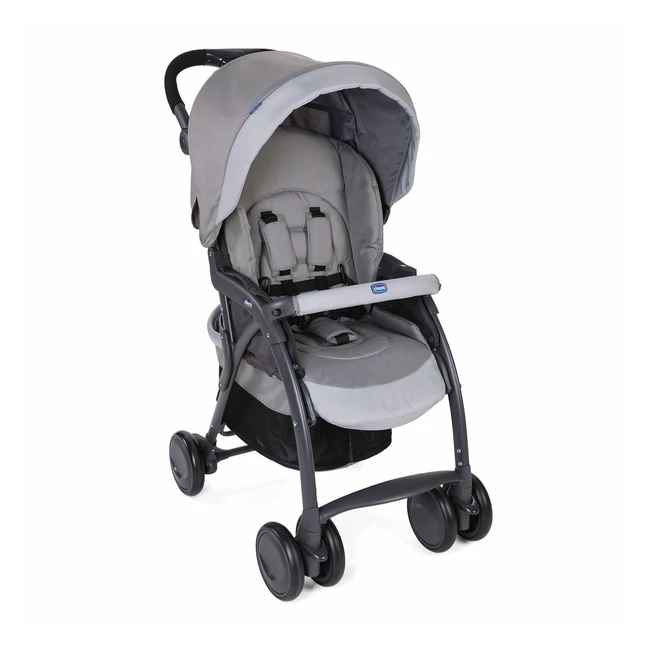 Chicco Simplicity Plus Top Buggy | Leichtgewichtiger Klappbarer Kinderwagen | 0-15 kg | Schützende Abdeckung | Grau
