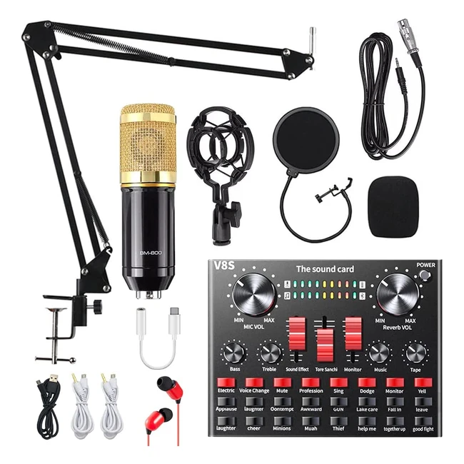 Kit Microfono a Condensatore per Gaming con Scheda Audio Live e Supporto Regolabile - Alpowl BM800