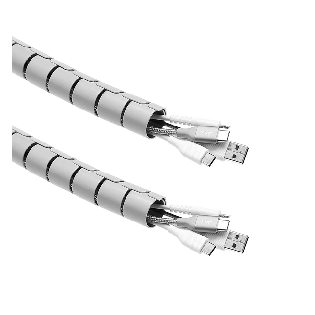 AmazonCommercial Cable Tidy Sleeves - Keep Cables Neat and Tangle-Free (2 Pack, Grey)