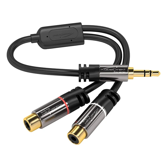 Adaptador Coaxial Audio Estéreo Kabeldirekt 02m 1 Conector 3.5mm Jack Macho a 2 Conectores RCA Hembra Pro Series