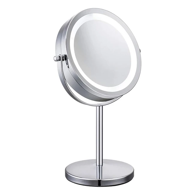Miroir Grossissant Lumineux 360° - Double Face x1 et x10 - Support sur Pied - Maquillage et Soin du Visage