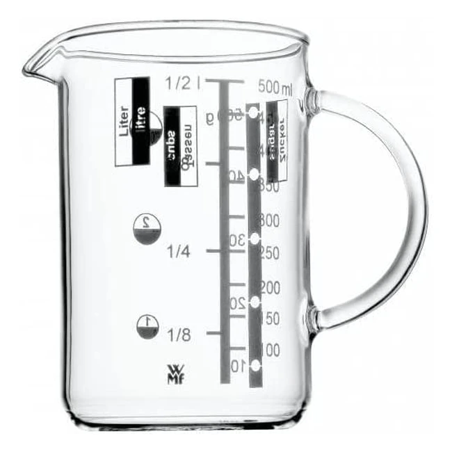 Vaso Medidor de Cristal WMF Gourmet 0.5L - Escala para Litros, Mililitros, Tazas y Gramos