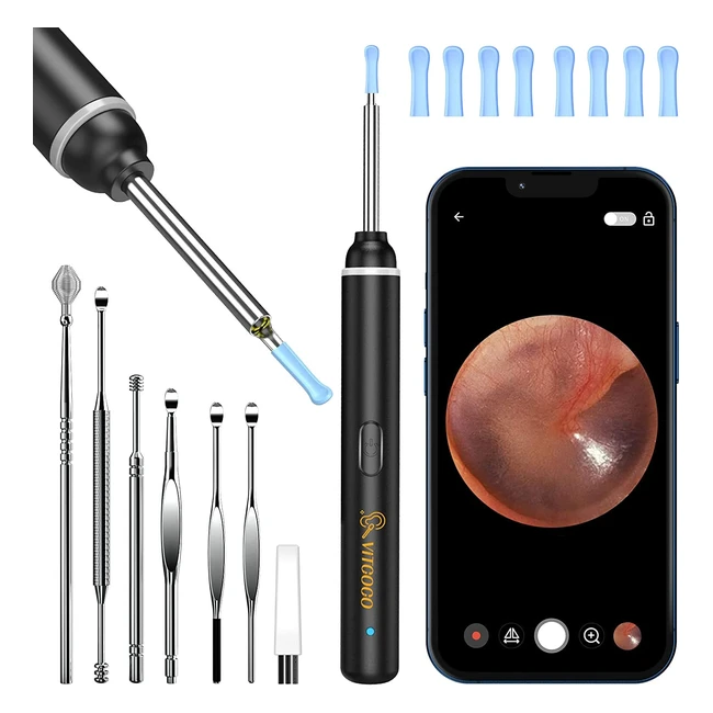 Otoscope Oreille Vitcoco : Inspection 5MP HD 3mm avec 6 LED Lumière pour iPhone et Android