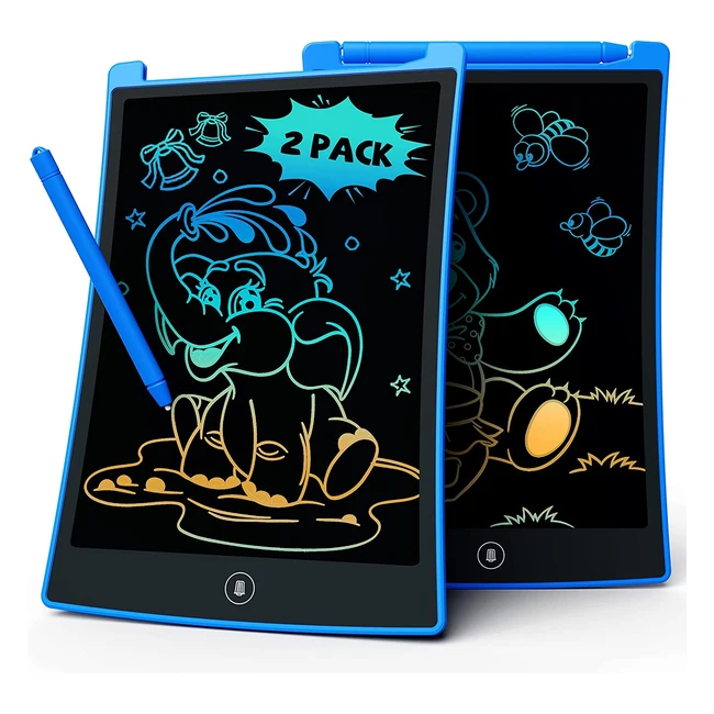 Tavoletta grafica per bambini Tekfun 85 pollici - Giocattolo educativo per condividere - Regalo di compleanno e Natale per ragazzi e ragazze - 2 pacchetti blu
