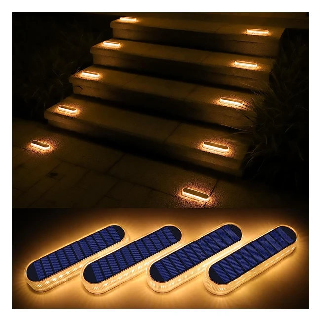 Willed Solar Lights Outdoor - 4 Pack Warm White Waterproof Decking Lights for Fence, Stairs, Step, Terraces, Deck, Yard, Patio - Solar Powered