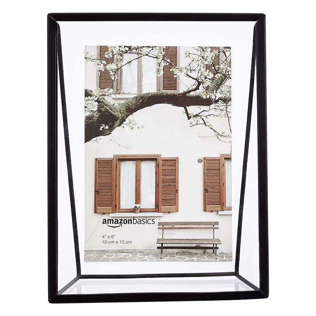 Schwarzer Amazon Basics Floating Wedge Bilderrahmen 4 x 6 - Minimalistisches Design für Fotos und Kunstwerke