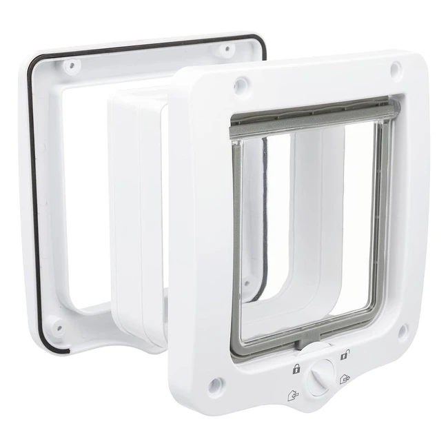 Trixie 4-Way Cat Flap with Tunnel - White 578g - Silent Action Magnetic Clasp
