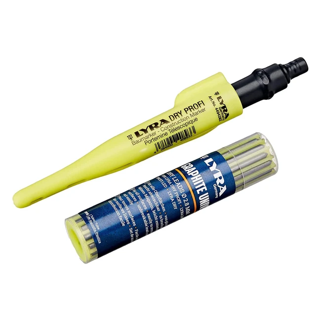 Lyra L4498103 Dry Matita Edilizia Professionale con Temperamatite e Clip - 12 Mine Universali in Grafite da 2B