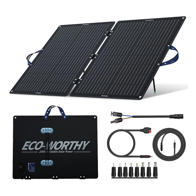 Panneau Solaire Portable ECO-WORTHY 100W pour Générateurs Solaires - Pliable et Efficace