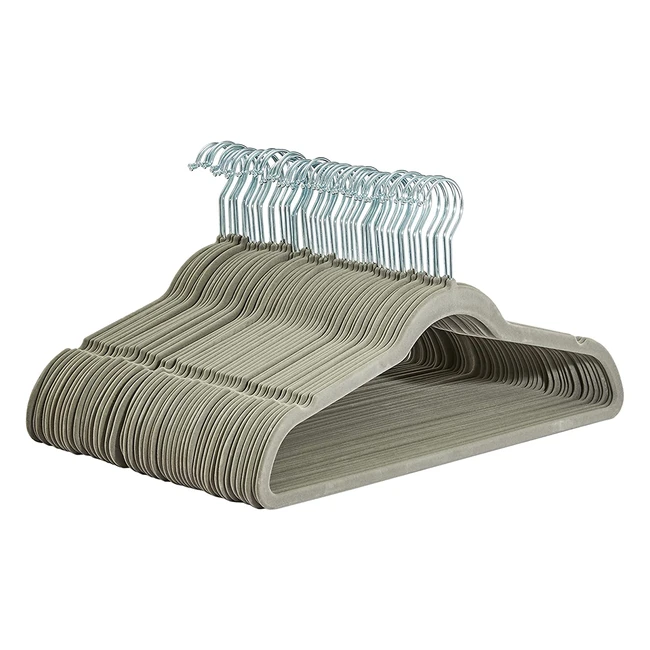 Amazon Basics Anzug-Kleiderbügel mit Samtbezug, extra schlank, bis zu 45 kg belastbar