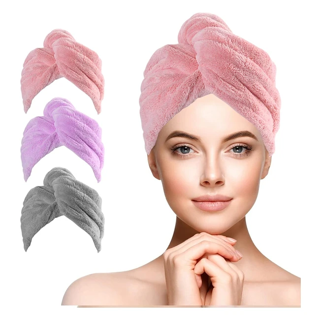 Asciugamano per Capelli URAQT 3 Pezzi - Super Assorbente e Asciugatura Rapida - 