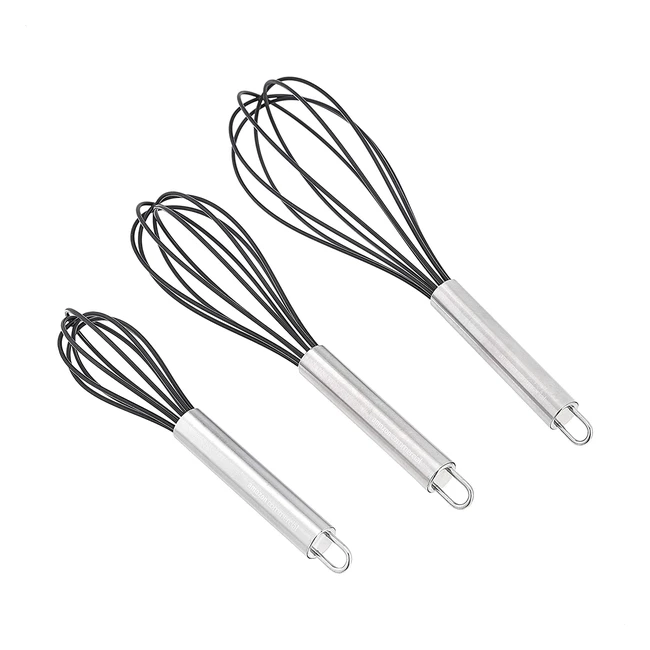 Lot de 3 Fouets en Acier Inoxydable et Silicone Antiadhésif - AmazonCommercial
