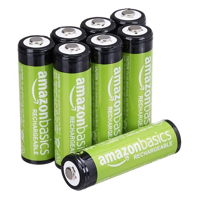 AmazonBasics AA Akkus, wiederaufladbar, 8 Stück, 2000 mAh, langanhaltende Leistung