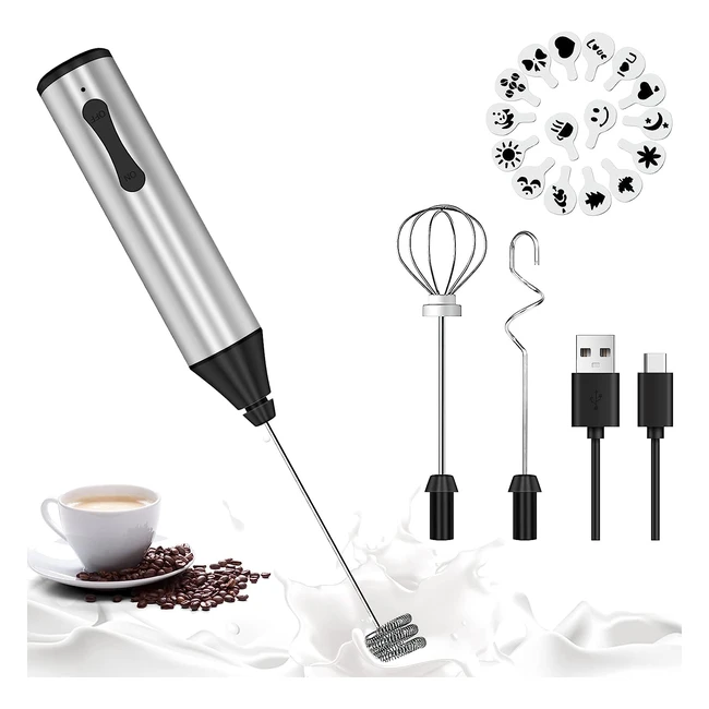 Montalatte elettrico ricaricabile USB con 2 velocità regolabili per cappuccino, caffè, latte - Ozvavzk