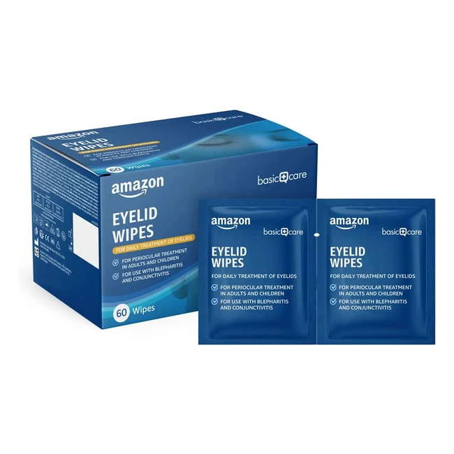 Amazon Basic Care Augenlid Reinigungstücher - 60 Stück für periodische Anwendung