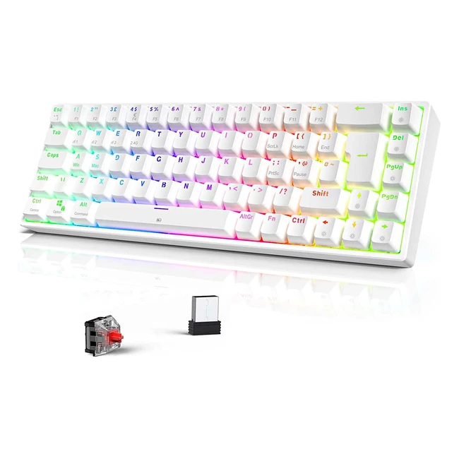 Wireless Mechanical Gaming Keyboard - RGB TKL 65 Rollover Anti-Ghosting Red 