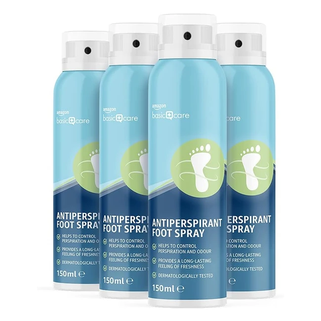 Amazon Basic Care Antisweat Fußspray 4er Pack - 24h Schutz gegen Fußgeruch