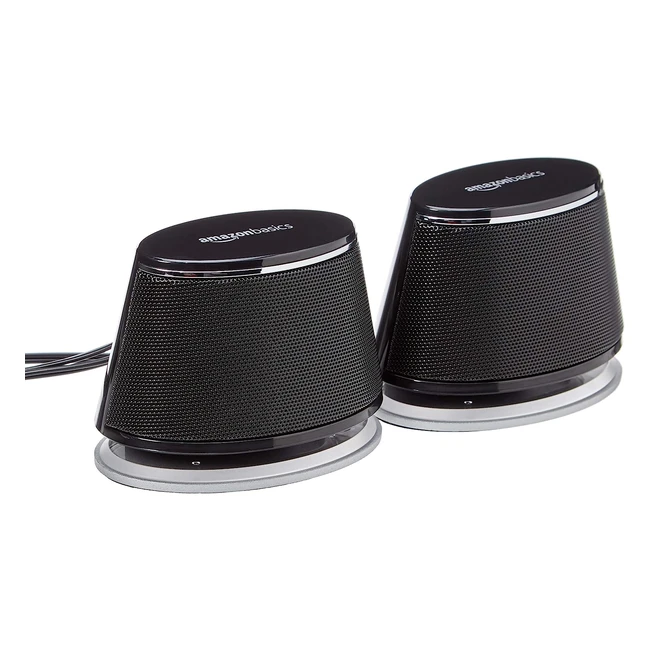 Dynamischer Sound: Amazon Basics PC-Lautsprecher USB-betrieben (schwarz, 1 Paar)