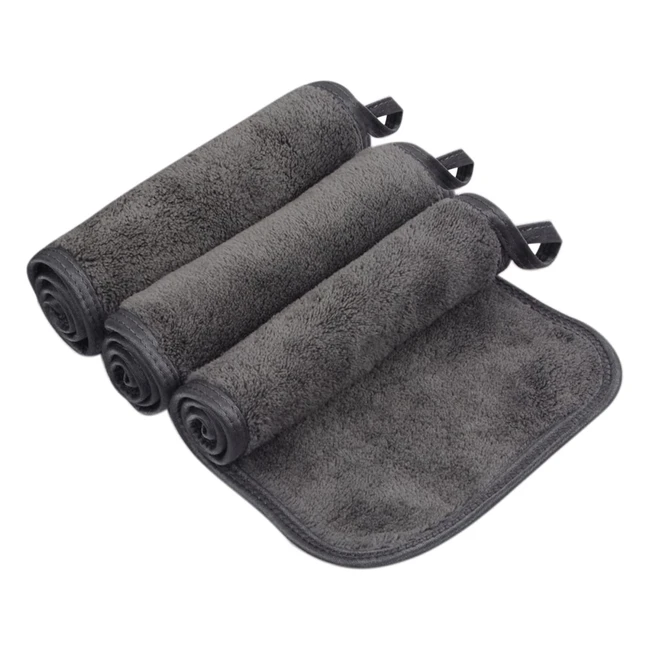 Serviette démaquillante réutilisable Kinhwa en microfibre douce - lot de 3 gris