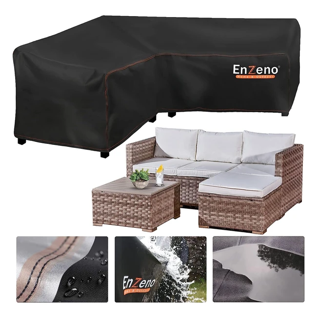 Enzeno Waterproof L-Shape Garden Sofa Cover - Upgraded for 2022 with 8000 Water 