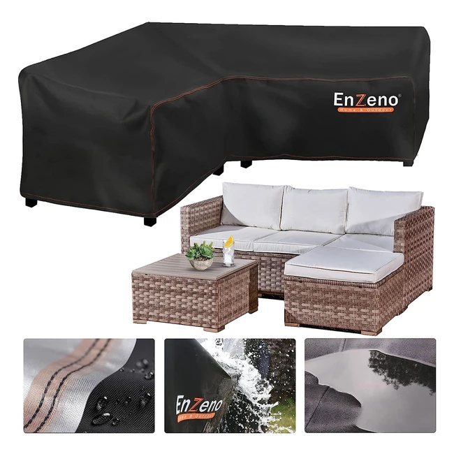 Enzeno Waterproof L-Shape Garden Sofa Cover - Upgraded for 2022 with 8000 Water Pressure & Tear-Resistant Nanocoating