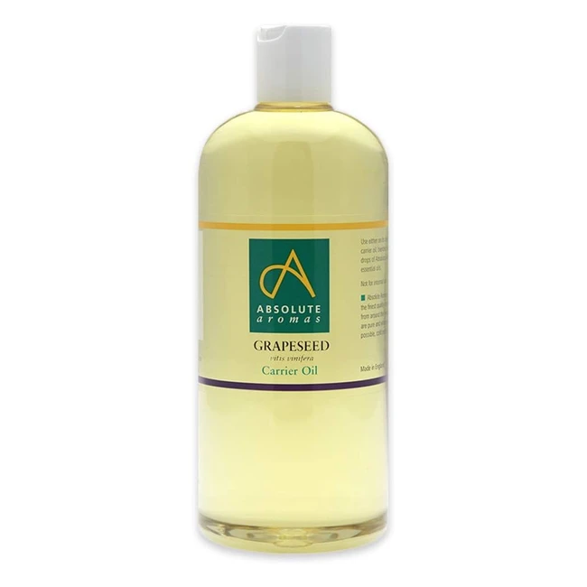 Absolute Aromas Grapeseed Oil 500ml - Pure, Natural, Vegan, GMO-Free - Massage Carrier Oil and Moisturizer for Hair, Skin, Face, and Nails
