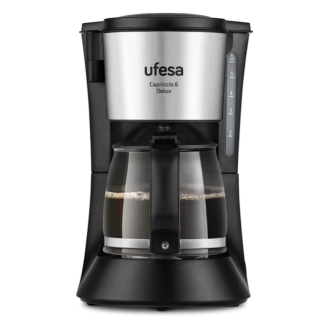 Cafetière filtre américaine Ufesa Capriccio 6 Delux, 6 tasses, 600W, filtre réutilisable, arrêt automatique - Noir