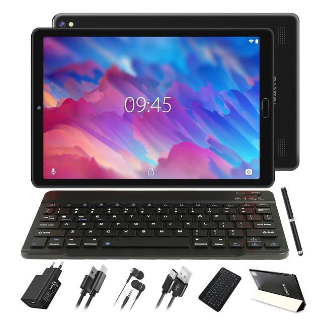 Tablette Goodtel 10 pouces Android PC 4Go RAM 64Go ROM WiFi Bluetooth GPS 8000mAh Batterie Dual Camera 5MP 8MP avec tui stylo et clavier