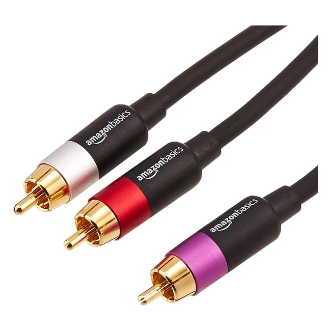 AmazonBasics PBH20214 Cinch-Audiokabel 1x Cinchstecker auf 2x Cinchstecker 2,4m - Verbesserte Audioverbindung für Heimkino und HiFi-Systeme