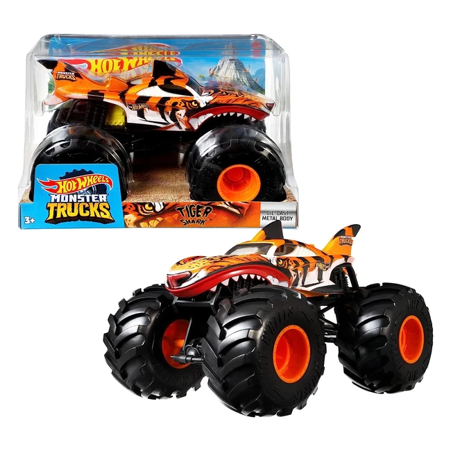 Hot Wheels Monster Trucks Tiger Shark - Vhicule  lchelle 124 avec roues 