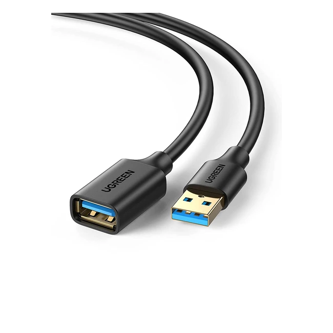 UGREEN USB 3.0 Verlängerungskabel, Typ A Stecker auf Buchse, 1m, High Speed 5Gbps, für Festplatten, Drucker, Tastaturen, Mäuse