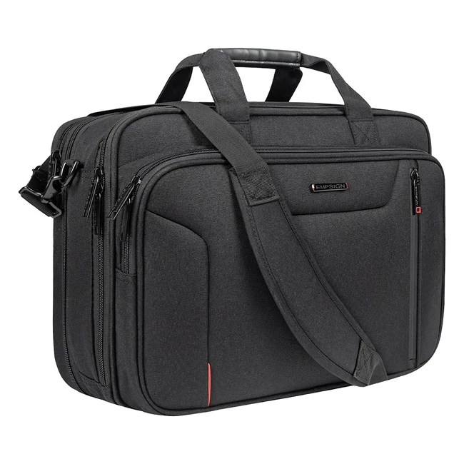 Empsign Laptop Bag Briefcase - Water Repellent, RFID Blocking, Expandable, 17.3 inch - Ideal for Work, Business, Travel, School - Black