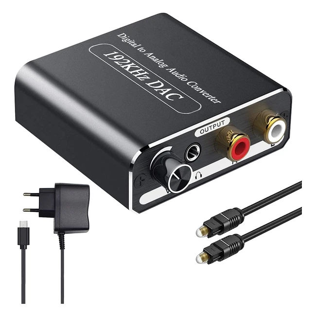 Convertitore DAC 192kHz con volume regolabile - Ottico a RCA e Jack 35mm