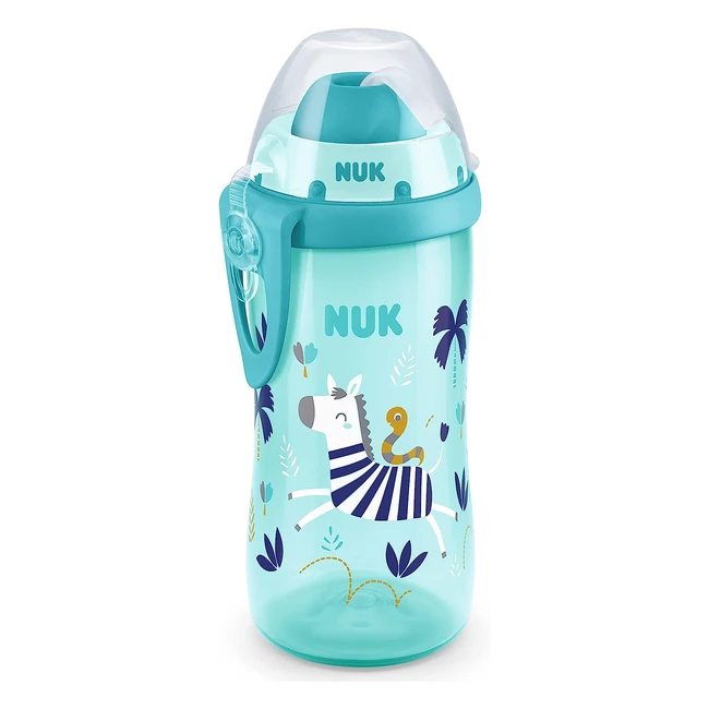 NUK Bottiglia Apprendimento Flexi Cup con Cannuccia Morbida - Effetto Camaleonte - 300ml - Senza BPA - Zebra Blu