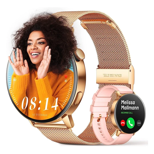Montre connectée femme FMK 132 avec appel Bluetooth, rappel de messages, moniteur de fréquence cardiaque, GPS partagé et 20 modes sport pour Android et iOS