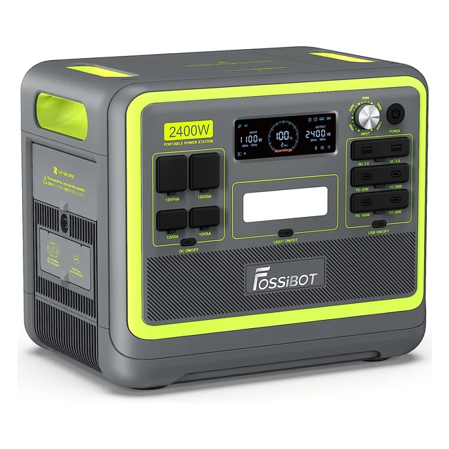 Fossibot F2400 Solar Generator - 2048Wh LiFePO4 Batterie Backup mit 2400W 3x AC Ausgängen und 4800W Spitzenleistung - Tragbare Stromversorgung für Camping, Wohnmobil, Reisen und Zuhause